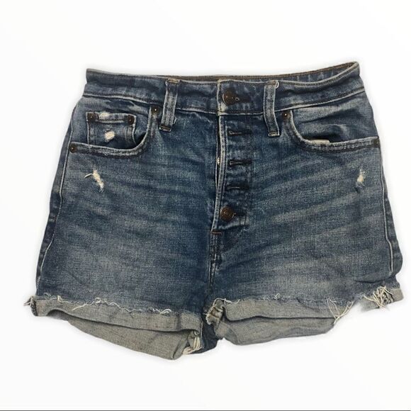 ABERCROMBIE & FITCH HIGH RISE DENIM SHORTS 00/24 - Picture 1 of 9